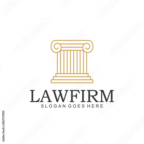 Simple Elegant Pillar Outline Logo Template. Simple Law Logo