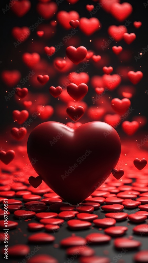 Obraz premium Red hearts floating in space