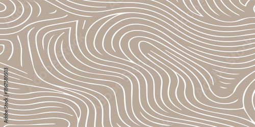 Abstract Wavy Lines Pattern on Beige Background.