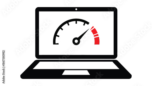 Internet Download Speed Test on Laptop Screen – Network Performance & Signal Quality Icon.eps