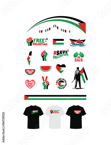 Large Collection Of Badges Palestine Related T SHirts Design