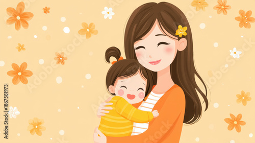 A mother holding a baby, il...