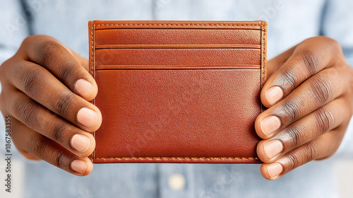 Man holding his open wallet...