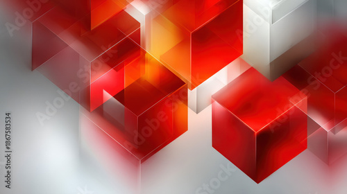 Red and white abstract background with modern geometric patterns