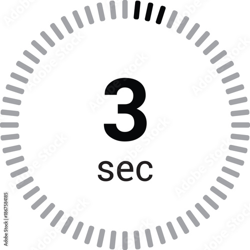 3 seconds timer stopwatch or countdown icon vector isolated on white background