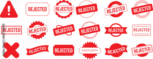Rejected stamps and signs in red color