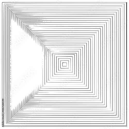 Concentric squares receding into the center with a triangular cutout in the upper left corner design