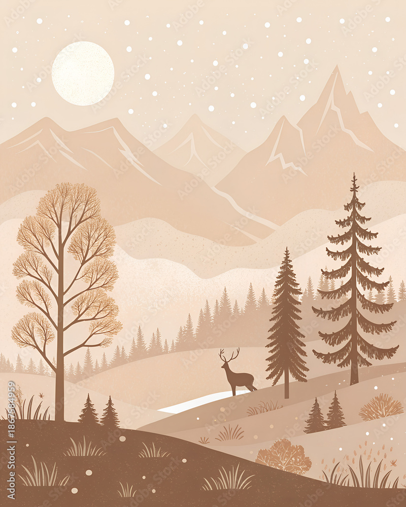 Fototapeta premium Scandinavian-style minimal background with warm beige tones, subtle texture, calm greeting card design