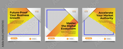 Digital Marketing Instagram Carousel Template with Modern 3D Rounded Edge Design, Editable AI file