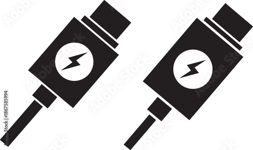 Set of electric connector silhouette icon