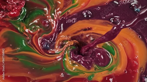 Wallpaper Mural Abstract motion graphic animation loop of vibrant liquid currents representing mixed fruit juice flavors blending and flowing seamlessly as a colorful background texture data, science, product demo Torontodigital.ca