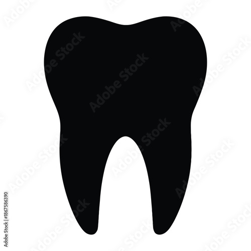 Minimalist Black Tooth Silhouette Dental Icon