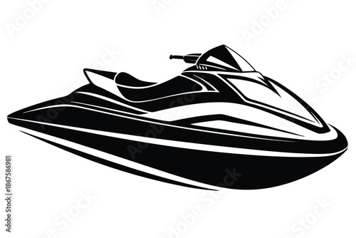 Modern Jet Ski Silhouette, Extreme Water Sports Vector Art on a Transparent Background Style Isolated
