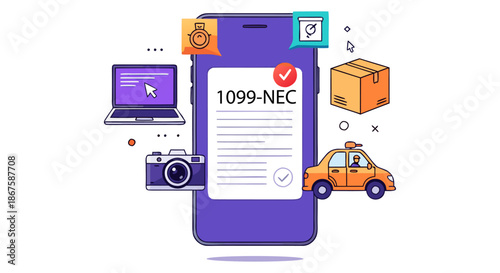1099-NEC Gig Economy Freelancer Tax Mobile App Concept
