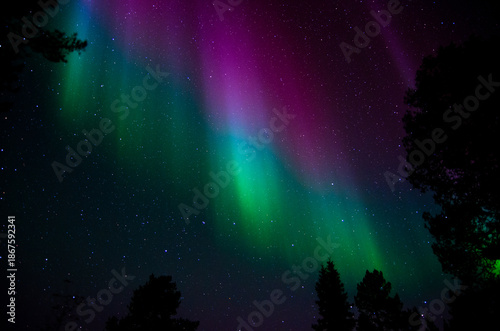 Aurora borealis, northern lights in Lapland, Finland, Levi.