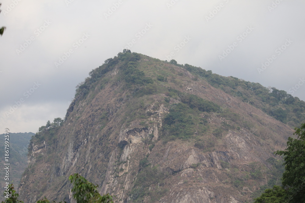 Naklejka premium Topslip Pandaravarai view of mountain landscape in Pollachi , Coimbatore Tamil Nadu 