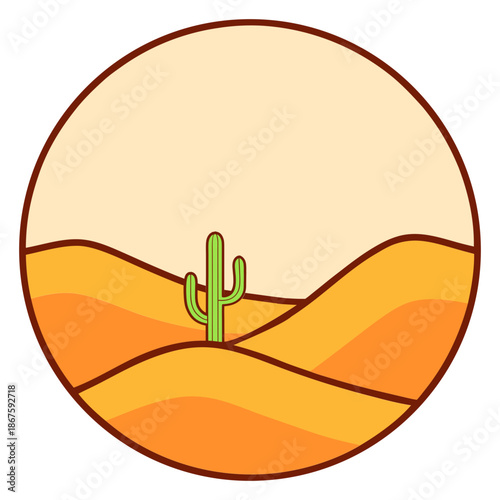Minimalist Desert Landscape with Sand Dunes and Sun