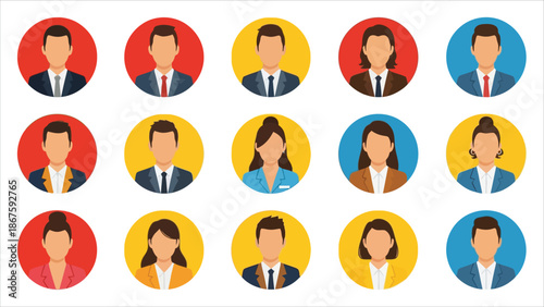 Set of business people avatar faces and profile icons.eps