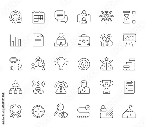Collection of Business Management Line Icons Set.