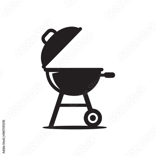 Barbecue grill illustration isolated on white background with wheels and handle