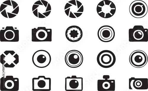 Black and white camera and lens set with aperture