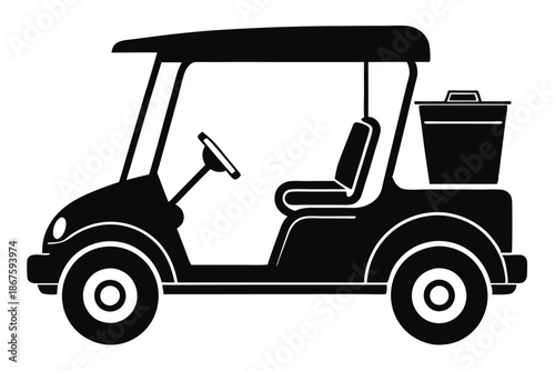 Eco-Friendly Electric Golf Cart Icon, Minimalist Silhouette for Transport and Resort Marketing