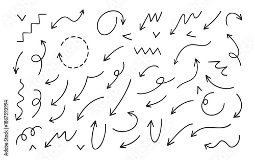 Collection of Hand Drawn Arrow Icons and Shapes.