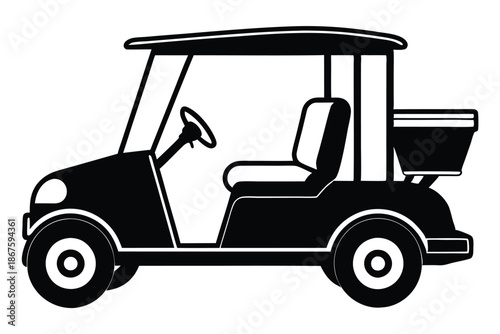 Electric Buggy Silhouette Design, Clean Black Shape Isolated on White Background for Commercial Use