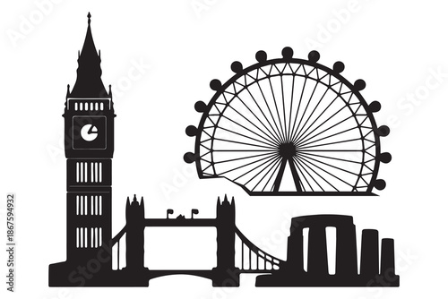 Iconic London and UK Landmarks Silhouettes Collection