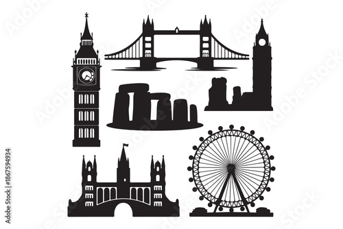 Iconic London and UK Landmarks Silhouettes Collection