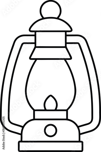 unlit lantern line art vector illustration on transparent background