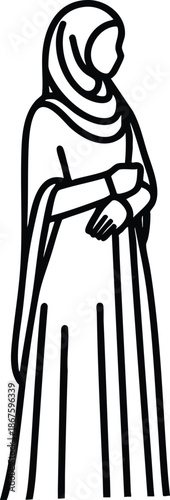 Obraz na plátně Minimalist line art of a woman wearing a hijab representing modesty and culture