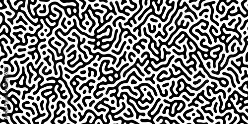 Abstract Turing organic wallpaper with background. Turing reaction diffusion monochrome seamless pattern with chaotic motion. Natural seamless line pattern. Home decoration background design.