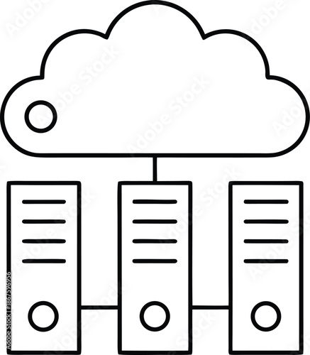 cloud archive line art vector illustration on transparent background