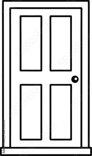 closed door line art vector illustration on transparent background