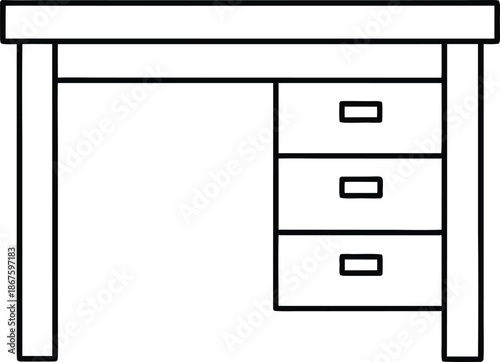 abandoned desk line art vector illustration on transparent background