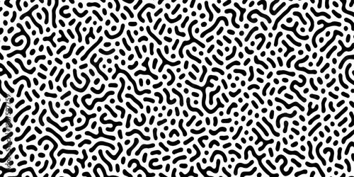 Abstract Turing organic wallpaper with background. Turing reaction diffusion monochrome seamless pattern with chaotic motion. Natural seamless line pattern. Home decoration background design.