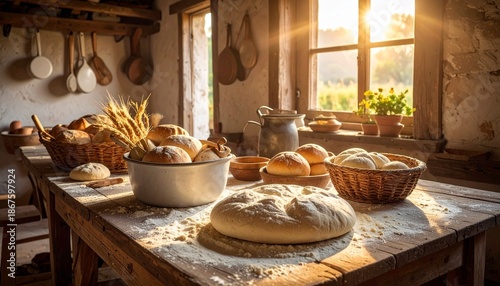 dough on wooden board