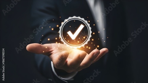 Business Approval and Verified Quality Assurance Concept with Check Mark