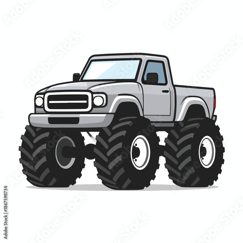 Dynamic grey monster truck illustration ready for an off-road racing adventure