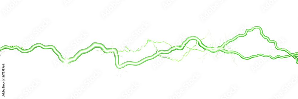Naklejka premium Green wavy line pattern isolated on transparent background