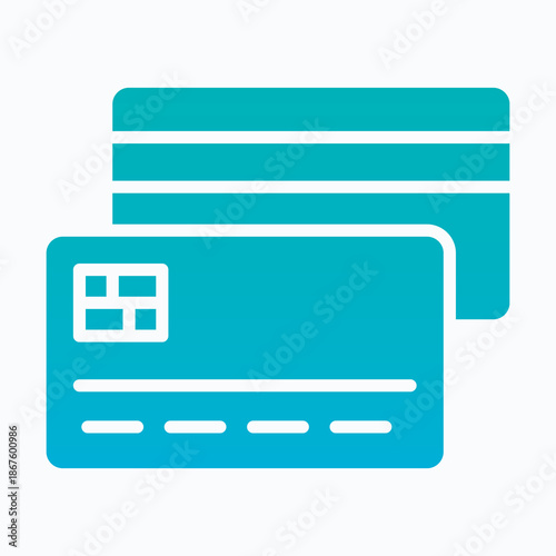 Credit Card Icon Digital Banking, Credit Card Front And Backside. Solid Gradient Style Icon.