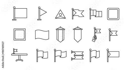 Construction and Road Barrier Icons Set in Line Style