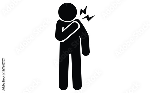 Minimalist icon showing person with chest or shoulder pain