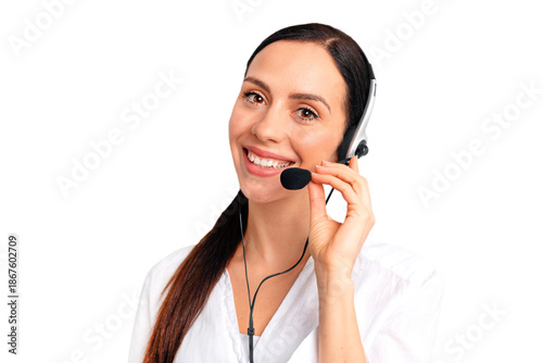 Slika na platnu Helpline operator with headset