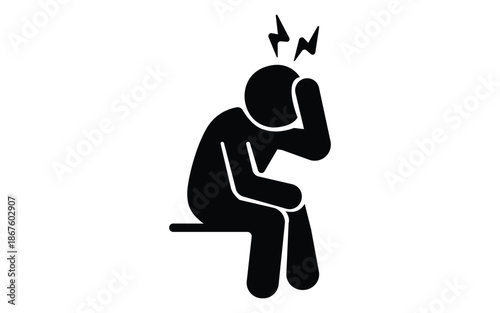 Simple black icon representing stress or headache
