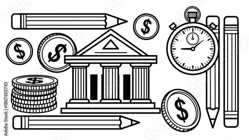 Banking Finance and Time Management Concept Illustration