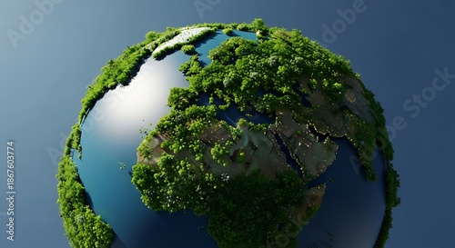 Vibrant earth globe lush green vegetation nature sustainable planet earth ecosystem growth concept
