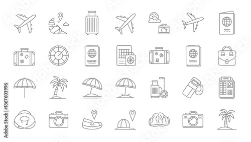 Minimalist Travel and Tourism Icons Pattern