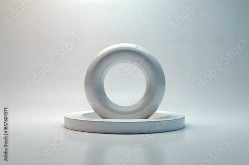 Abstract Ring Shape on a White Platform